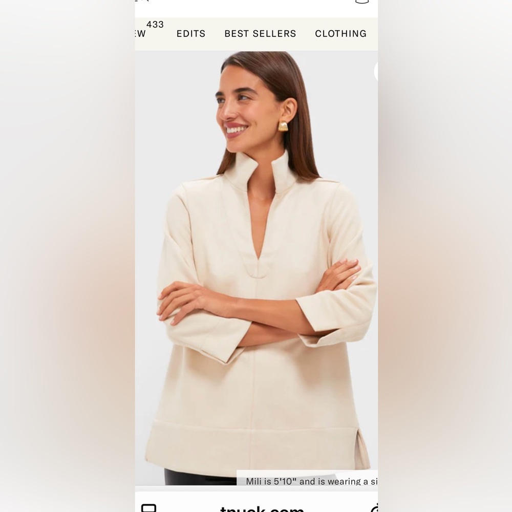 Tuckernuck Cream Split-Neck Tunic Top
